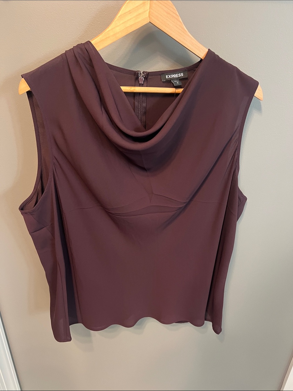 Express Sleeveless Draped Cowl Neck Top - Plum